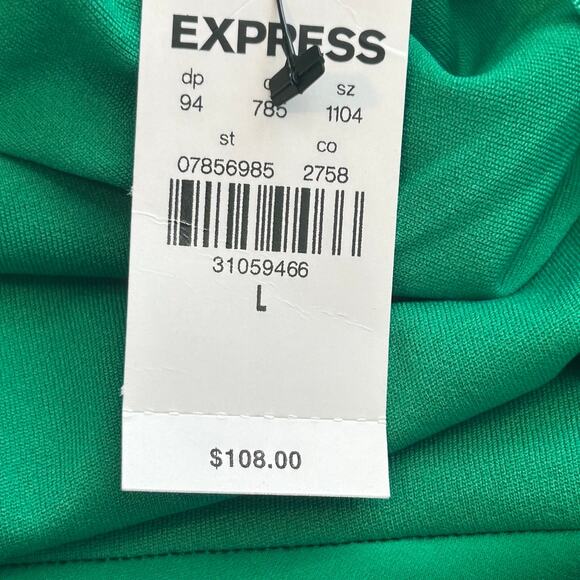 Express NWT emerald green satin slip long holiday cocktail asymmetrical dress L - Picture 10 of 12